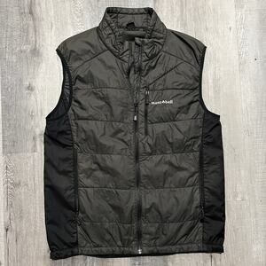 MONTBELL Thermawrap Vest Men's M Grey Black Full Zip Lightweight Packable Puffer